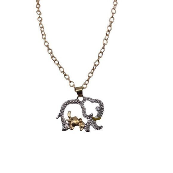 Mother and Daughter  Elephant Necklace Pendant - Picture 1 of 9